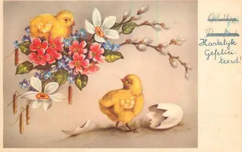 Fantaisie Pâques poussins animé Hartelijk Gefelici teerd chicken eggs