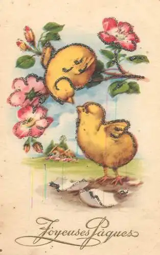 Fantaisie Pâques poussins animé Joyeuses Paques chicken flower
