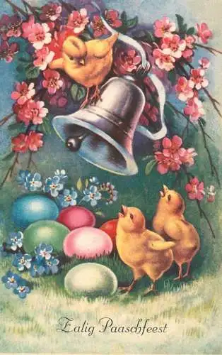 Fantaisie Pâques poussins animé Zalig Paaschfeest bell eggs chicken