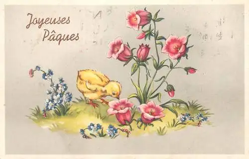 Fantaisie Pâques poussins animé Joyeuses paques flower chicken