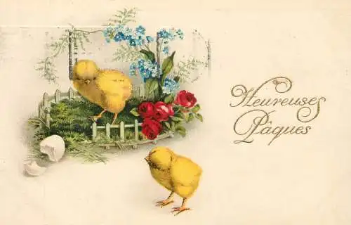 Fantaisie Pâques poussins animé Joyeuses Paques chicken flower