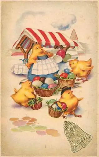 Fantaisie Pâques poussins animé Vrojlijk Paasfeest humanized chicken egg basket