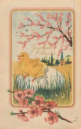 Fantaisie Pâques poussins animé Joyeuses Paques egg chicken flower