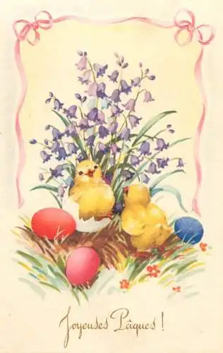 Fantaisie Pâques poussins animé Joyeuses Paques chicken eggs flower