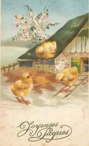 Fantaisie Pâques poussins animé Joyeuses Paques chicken flower