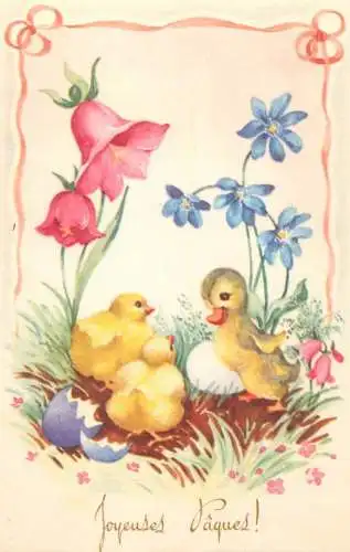 Fantaisie Pâques poussins animé Joyeuses Paques flower egg