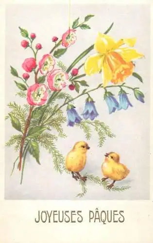 Fantaisie Pâques poussins animé Joyeuses Paques flower