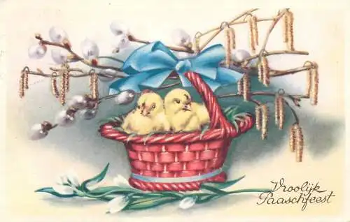 Fantaisie Pâques poussins animé Vrolijk Paaschfeest basket