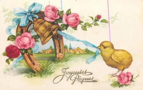 Fantaisie Pâques poussins animé bell horseshoe Joyeuses Paques