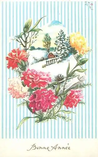 Postcard Gelukkig Nieuwjaar winter landscape