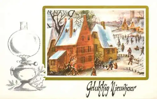 Postcard Gelukkig Nieuwjaar winter landscape