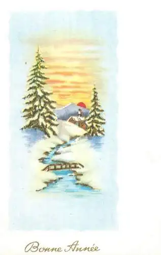 Postcard bonne annee winter landscape