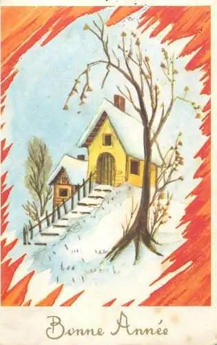 Postcard bonne annee winter landscape