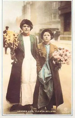 The Nostalgia Postcard 1950 Yesterday`s Britain flower sellers London 1905