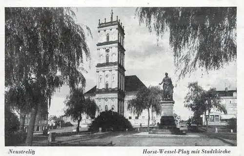 Germany Neustrelitz Horst Wessel platz mit Stadtkirche