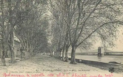 France L'Ardeche Bourg St Andeol Quai du Midi - les Platanes