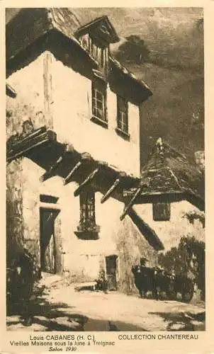 France Vieilles Maisons sous la lune a Treignac Louis Cabanes painting