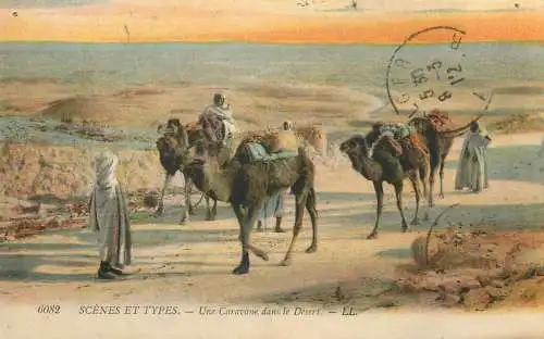 Scenes et types - caravane dans le desert