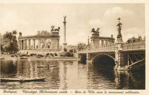 Hungary Budapest Varosliget Millenniumi emlek canoe