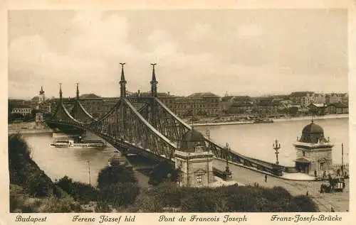 Hungary Budapest Ferenc Jozsef hid ship