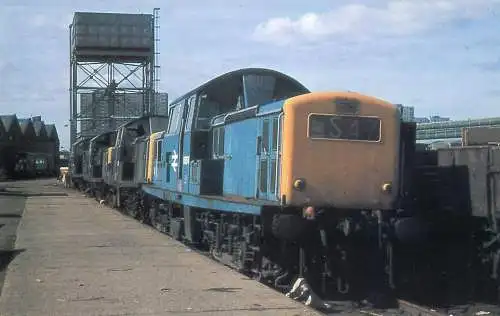 Railway train locomotive Class 17 locomotives at St Rollox Works, Glasgow