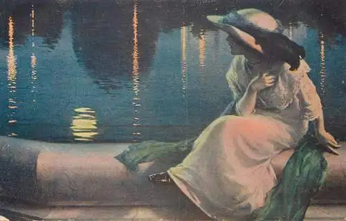 Postcard illustrator painting L. Tessier reflets