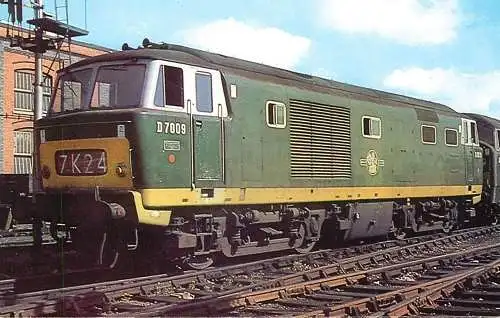 Railway train locomotive Class 35 Hymek Diesel Hydraulic Locomotive awaiting entry at Swindon Works 1964 photo