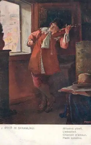 Postcard illustrator painting J. Rytir ze Skramliku
