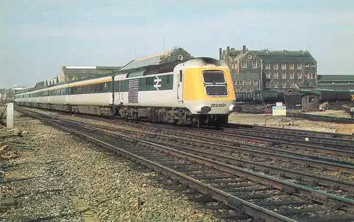 Railway train locomotive - Prototype High Speed Train passing through Swindon station 1975 photo