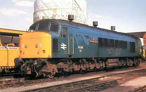 Railway train locomotive - Royal Marines at Gloucester Horton Road depot Class 45 locomotive