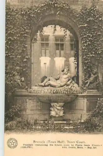 Belgium Bruxelles Town Hall Inner court - Fountain symbolizing the Scheid