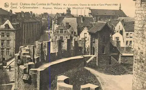 Belgium Gent Chateau des Comtes de Flandre Mur d'enceinte, Chemin ronde et Cuve (Poste)