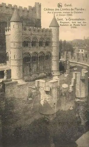 Belgium Gent Chateau des Comtes de Flandre Maison du Chatelain, Donjon & Mur d'enceinte