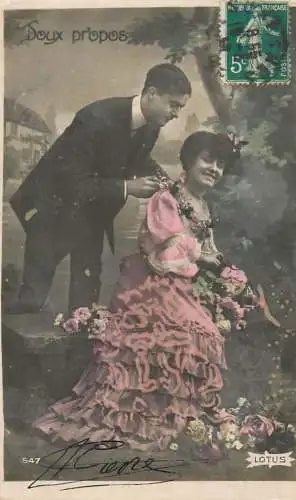 Romantic elegant couple greetings postcard elegance coiffure glam
