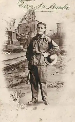 Postcard fancy card soldier in uniform Saint Barbara Sainte-Barbe