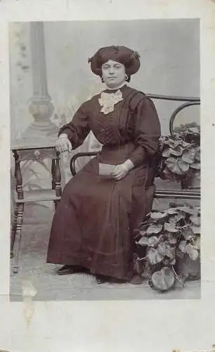 Postcard fancy card woman lady elegance on chair