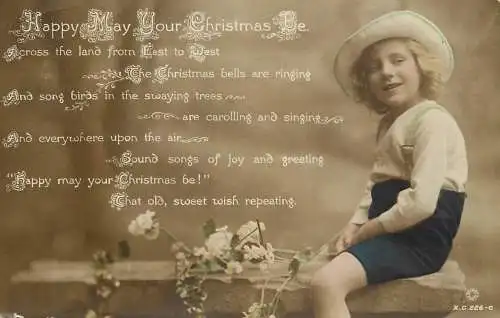 Postcard fancy card boy and har Christmas card