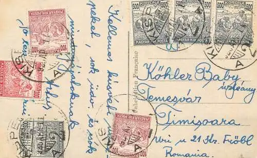 Romania corespondenta Kispest - Timisoara 1920
