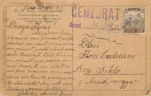 Romania cenzurat Arad - Siclau 1919