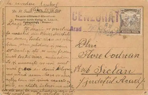 Romania cenzurat Arad - Siclau 1919