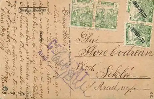 Romania cenzurat Arad - Siclau 1919 overprinted franking stamps
