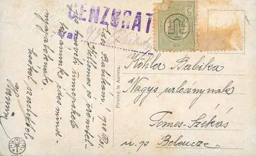 Romania cenzurat Arad - Secas 1920 overprinted franking stamp