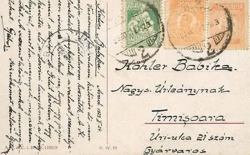 Romania 1923 correspondence Arad - Timisoara