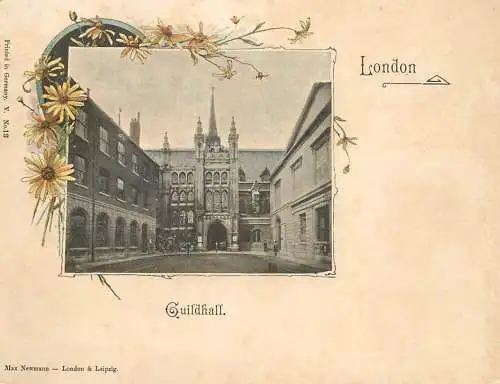 Early Private Postcard Great Britain British Photoprint Court-Size Card 1894-1900 London Guildhall