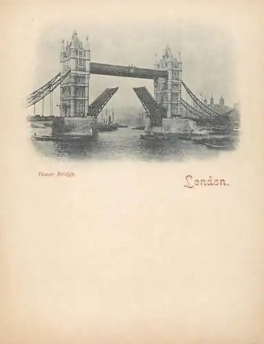Early Private Postcard Great Britain British Photoprint Court-Size Card 1894-1900 London Tower bridge