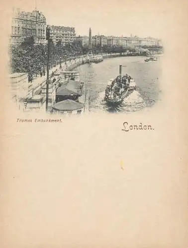 Early Private Postcard Great Britain British Photoprint Court-Size Card 1894-1900 London Thames Embankment