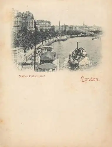 Early Private Postcard Great Britain British Photoprint Court-Size Card 1894-1900 London Thames Embankment