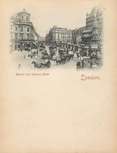Early Private Postcard Great Britain British Photoprint Court-Size Card 1894-1900 London Strand and Charing Cross