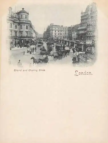 Early Private Postcard Great Britain British Photoprint Court-Size Card 1894-1900 London Strand and Charing Cross