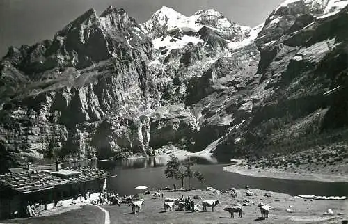 Switzerland Oeschinensee bei Kandersteg Blumlisalp